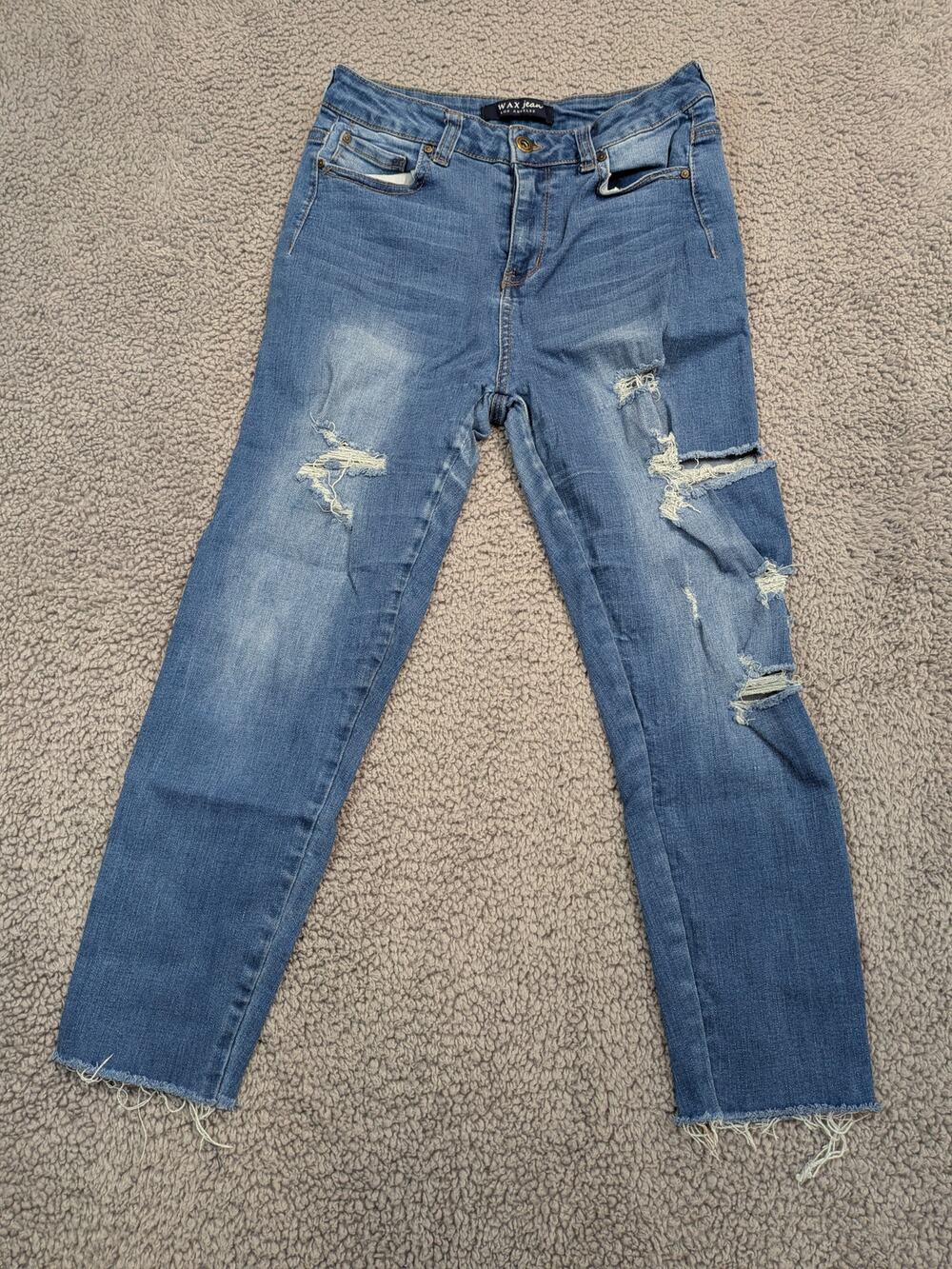 Wax Jean Los Angeles Jeans Women's Size 11 Blue Cropped Distressed (0365)
